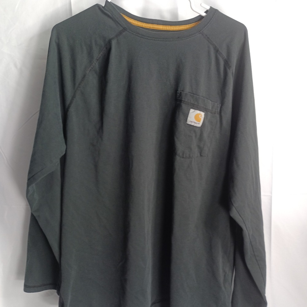 Carhartt Force Mens Relaxed Fit Long Sleeve Pocket T-Shirt Gray Size L